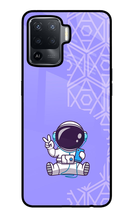 Cute Astronaut Chilling Oppo F19 Pro Glass Case