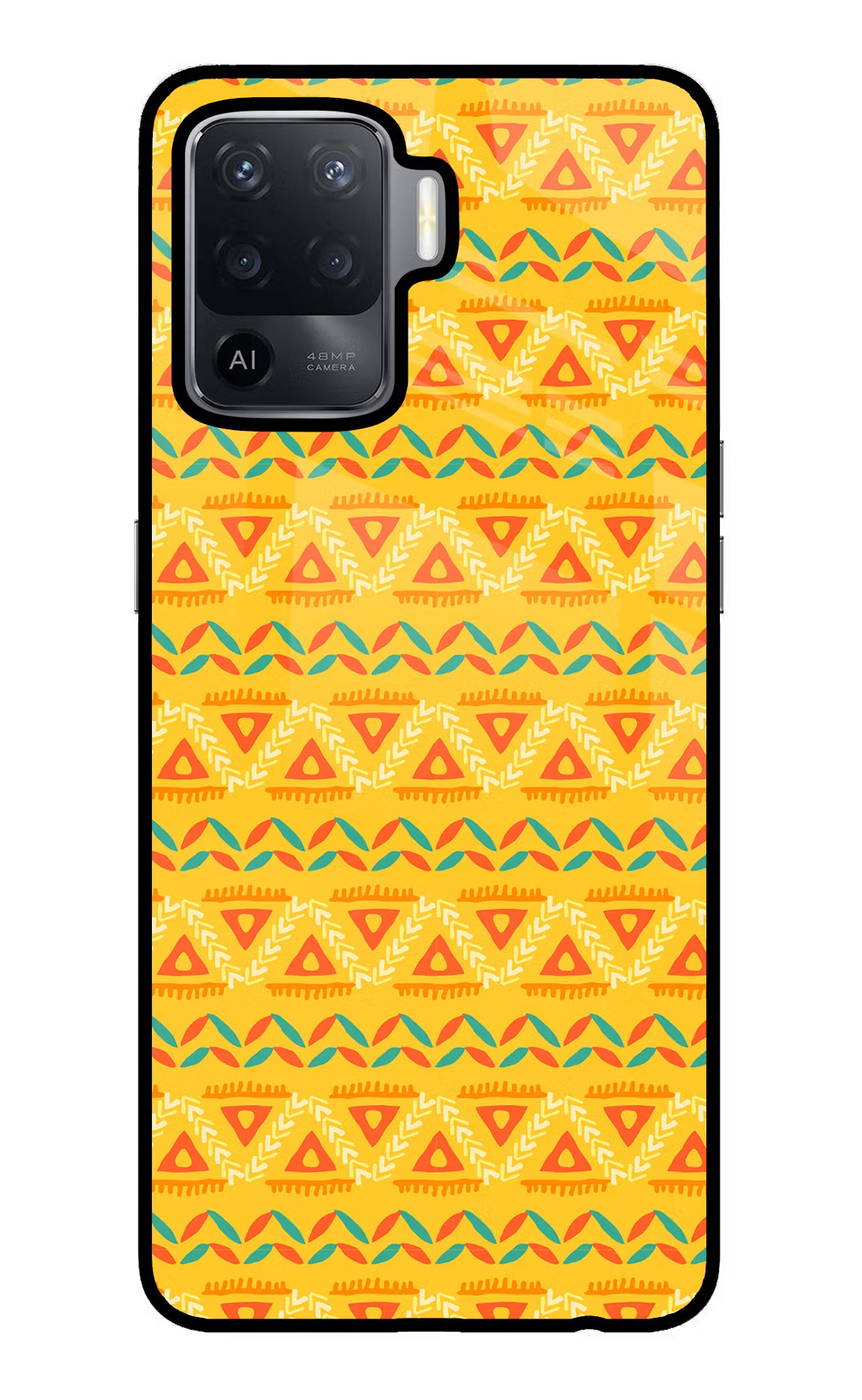 Tribal Pattern Oppo F19 Pro Glass Case Back Cover by Casekaro