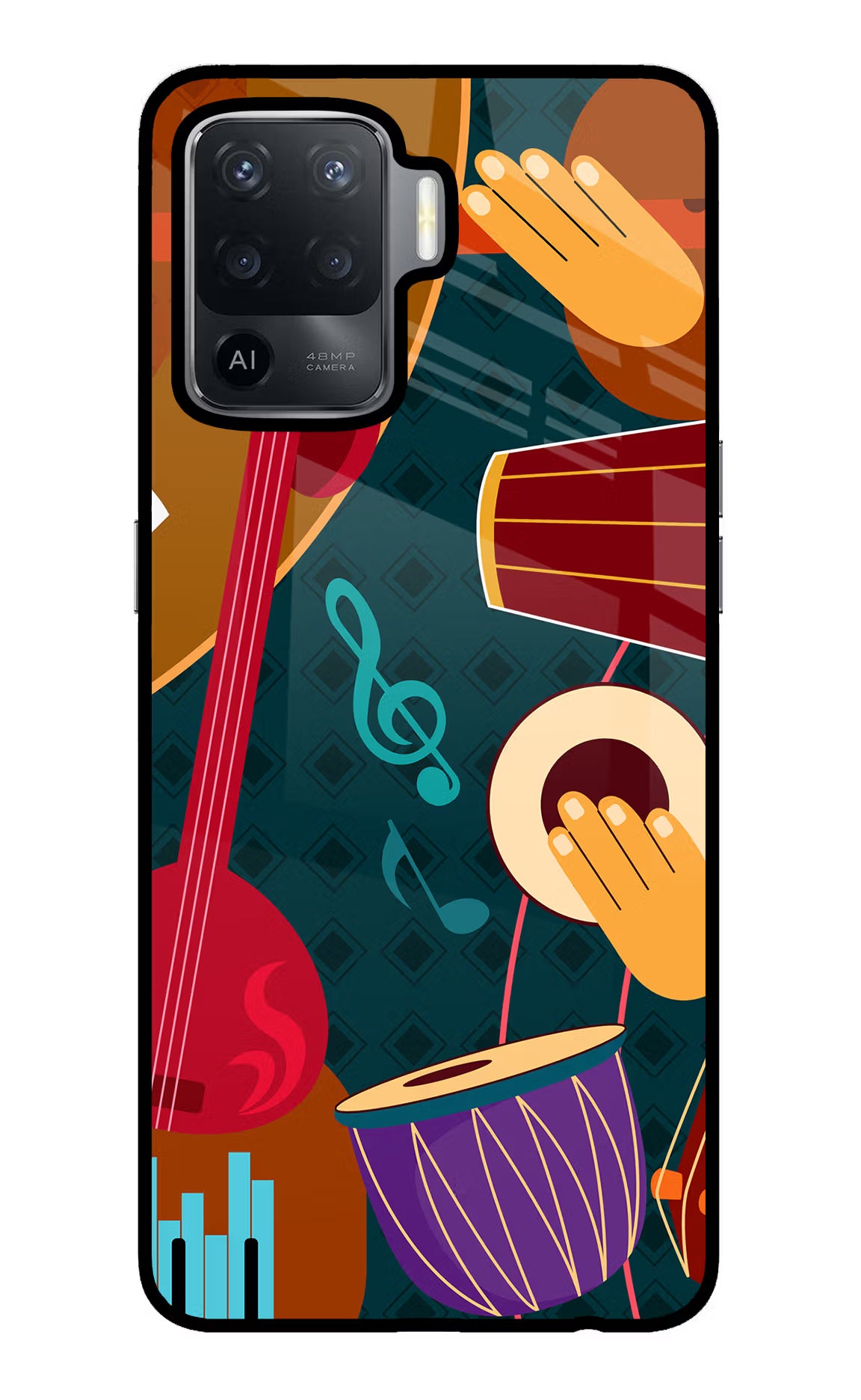 Music Instrument Oppo F19 Pro Glass Case Back Cover by Casekaro
