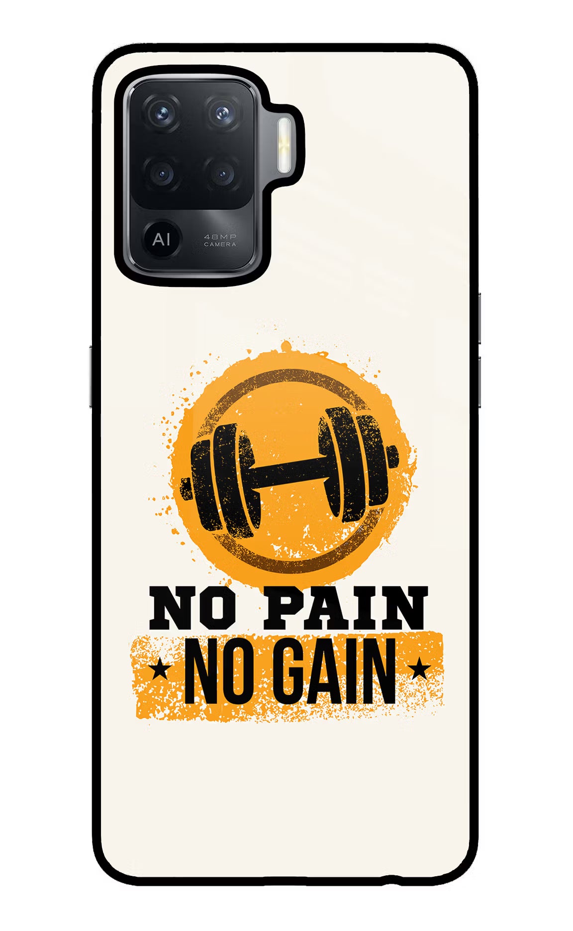 No Pain No Gain Oppo F19 Pro Glass Case Back Cover by Casekaro