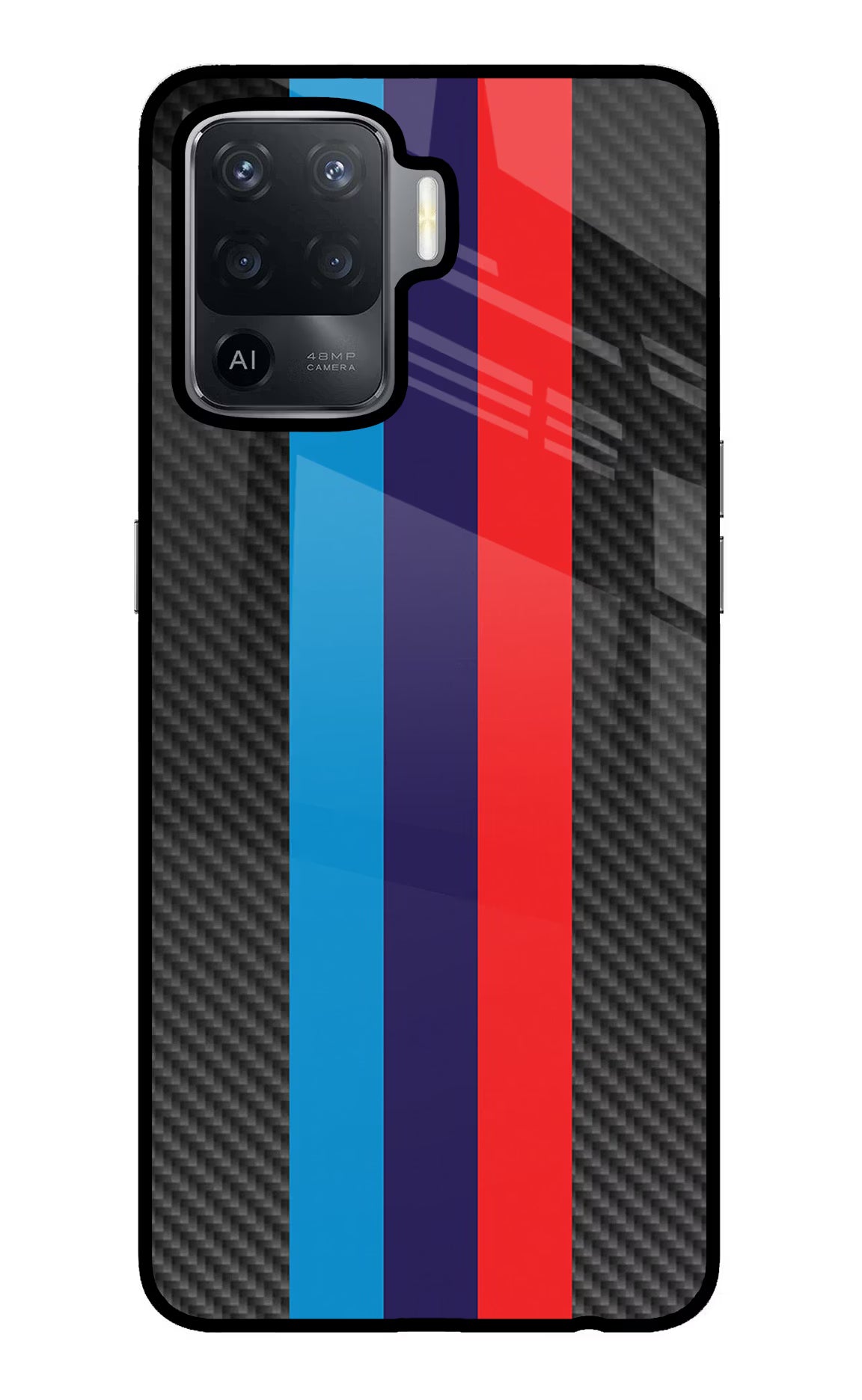 BMW Stripes Pattern Oppo F19 Pro Glass Case Back Cover by Casekaro