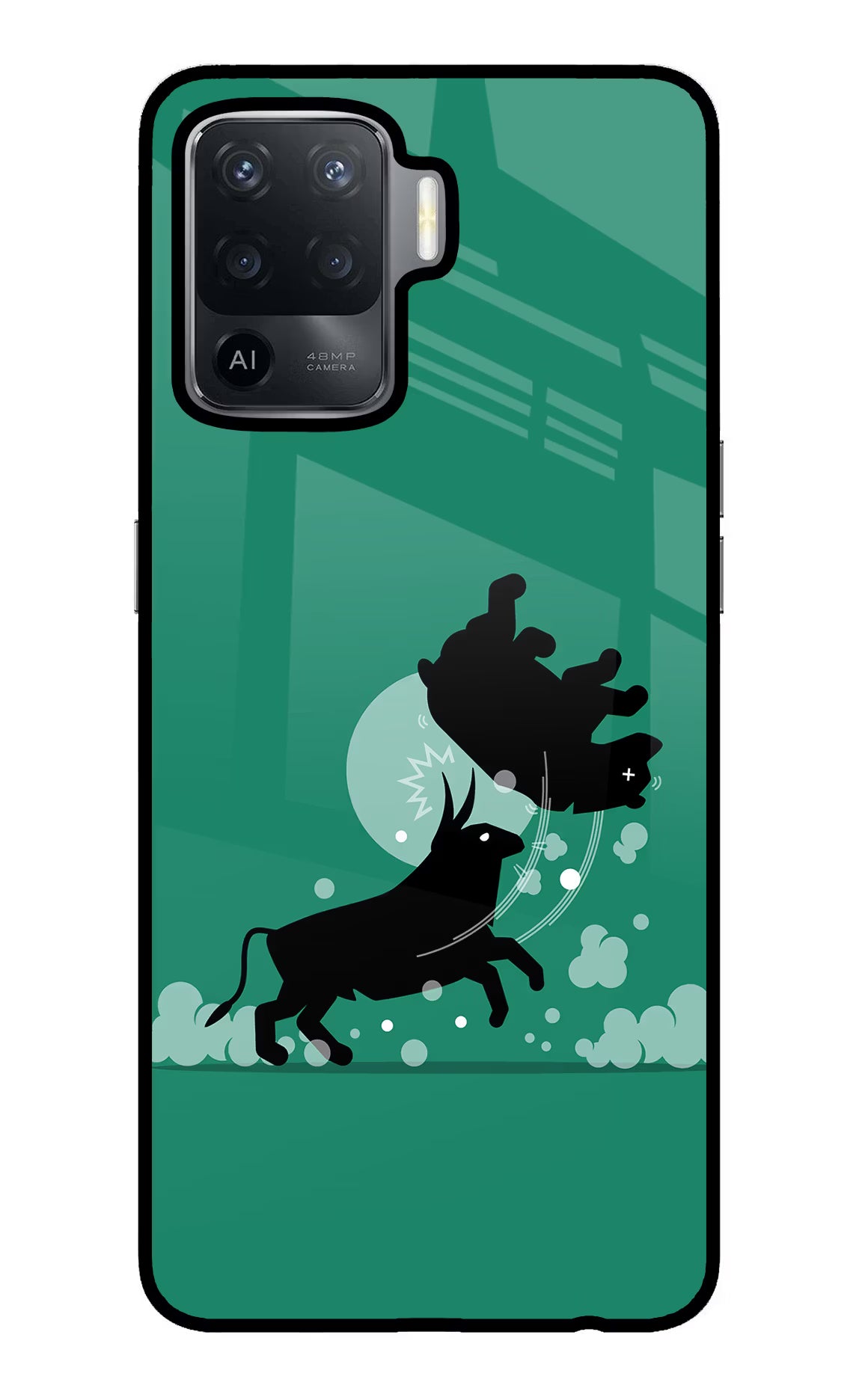 Bull Conqueror Oppo F19 Pro Glass Case Back Cover by Casekaro