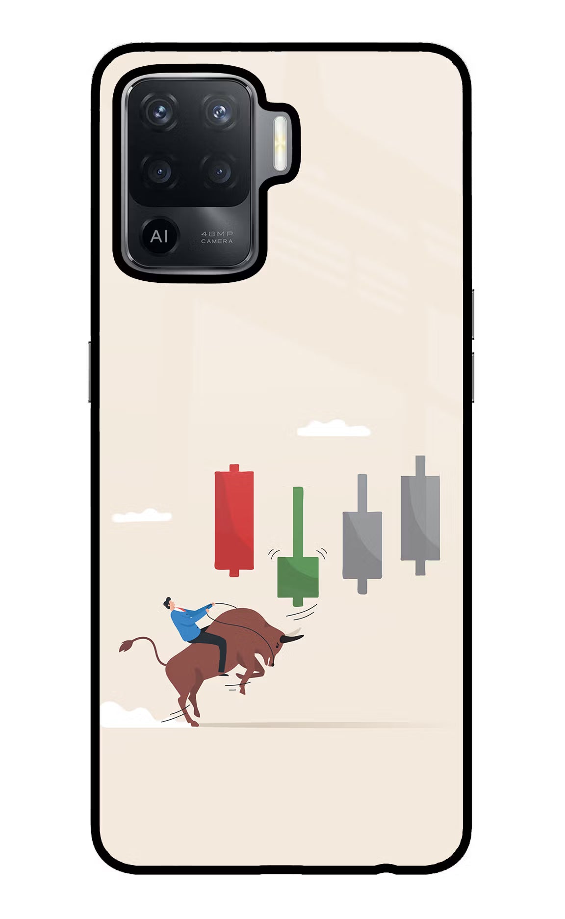 Bull Trading Momentum Oppo F19 Pro Glass Case Back Cover by Casekaro