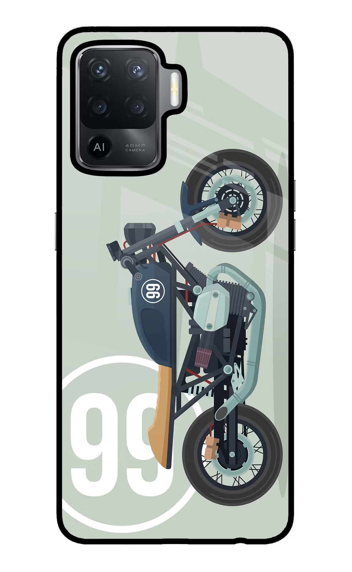 Classic Cafe Racer 99 Oppo F19 Pro Glass Case Back Cover by Casekaro