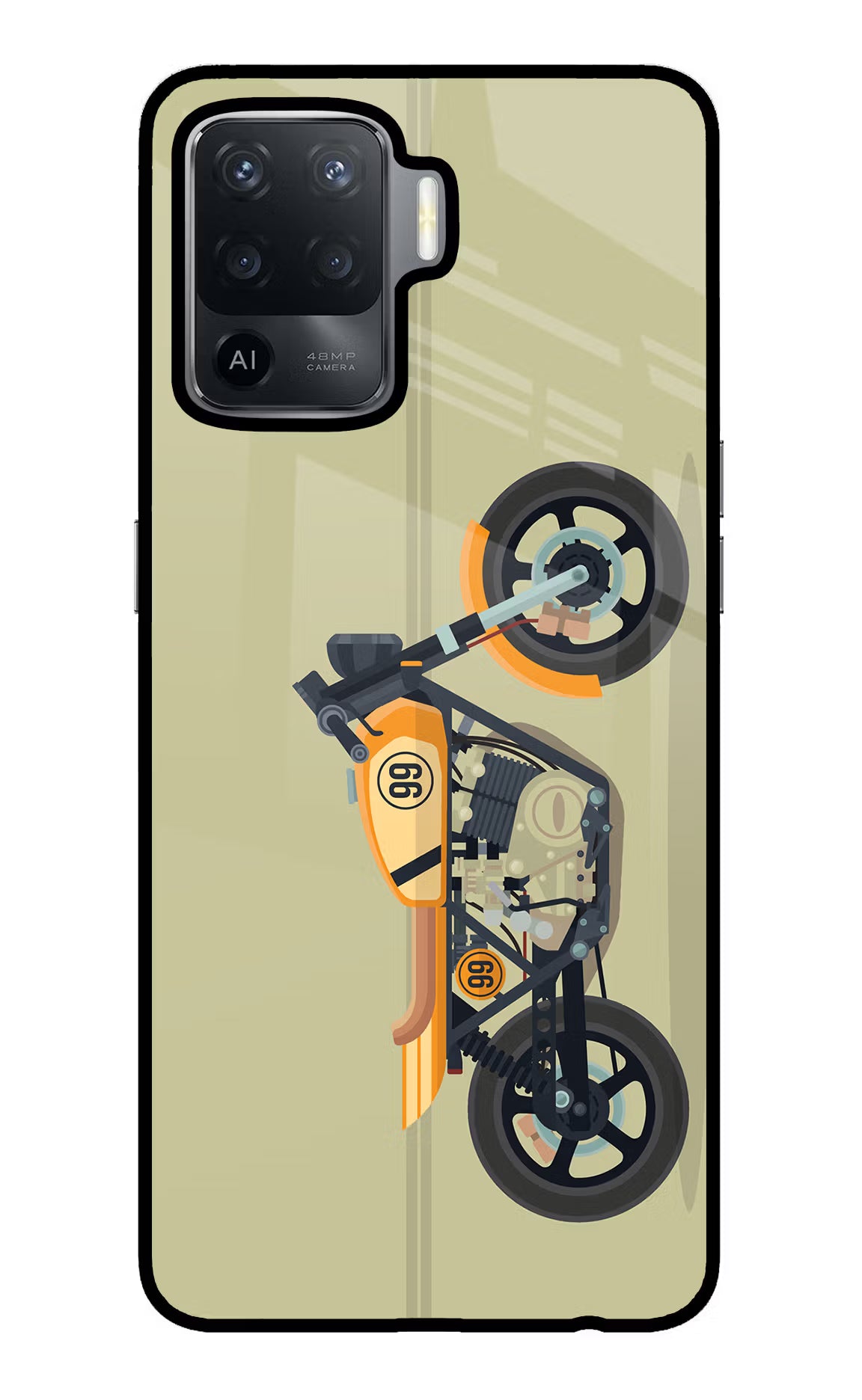 Vertical Speedster Oppo F19 Pro Glass Case Back Cover by Casekaro