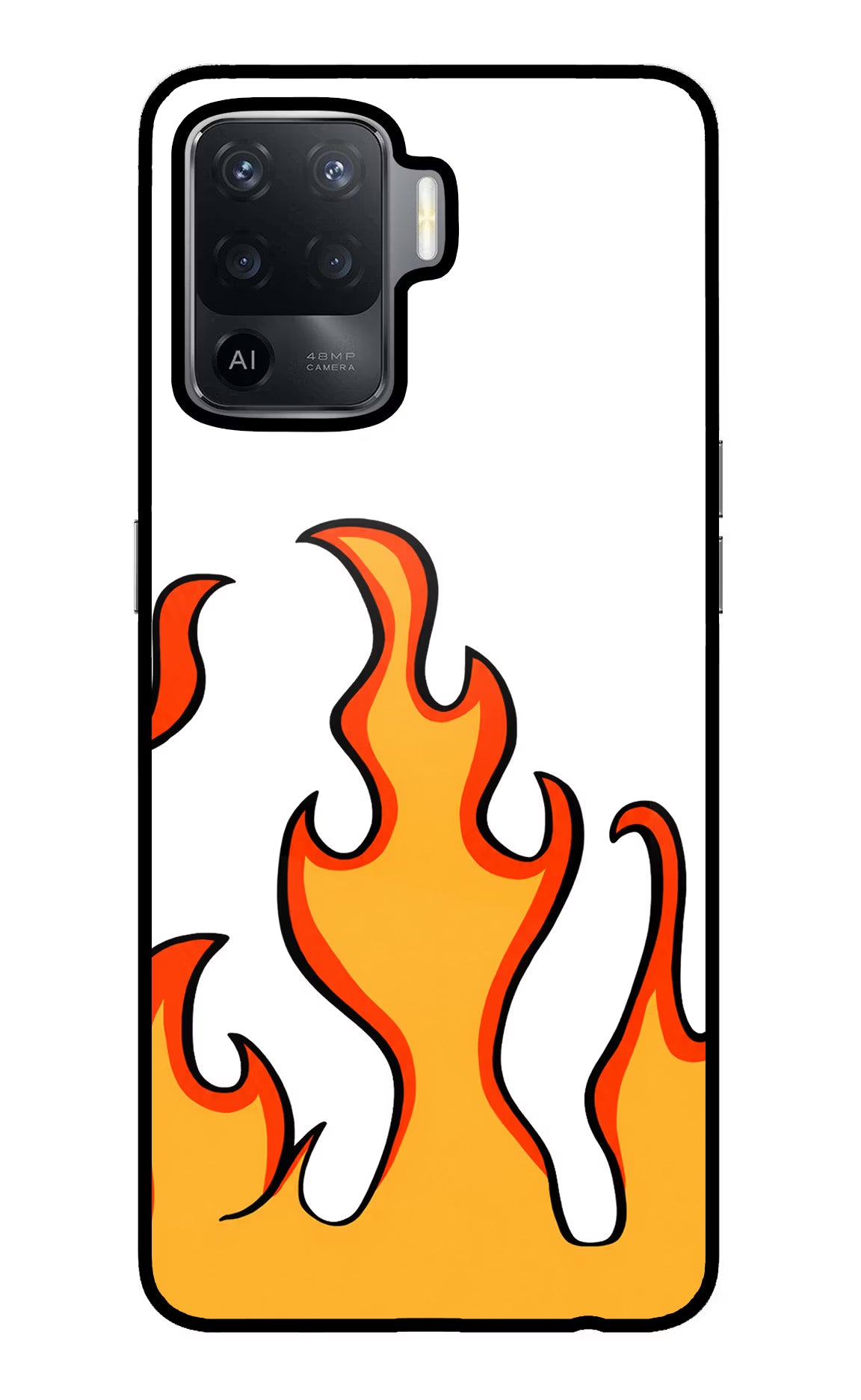Fired Up – White Oppo F19 Pro Glass Case