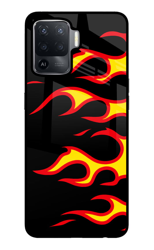 Side Sweep Flames Oppo F19 Pro Glass Case