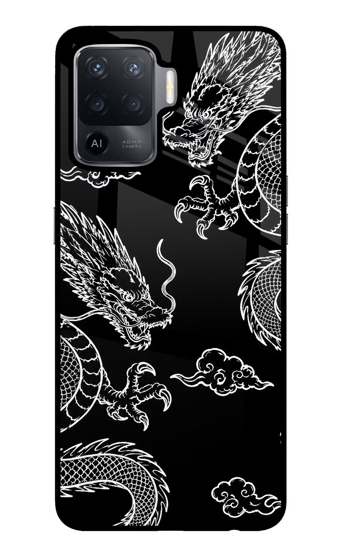 Twin Dragons Oppo F19 Pro Glass Case Back Cover by Casekaro