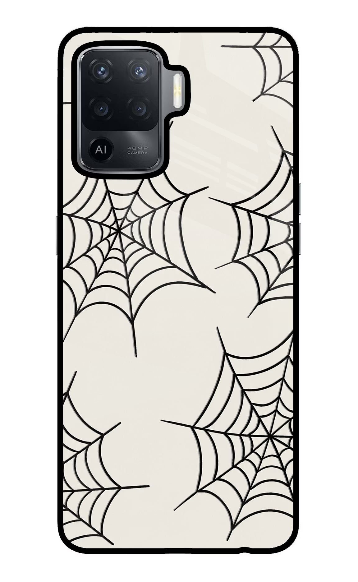 Spider Web Oppo F19 Pro Glass Case Back Cover by Casekaro