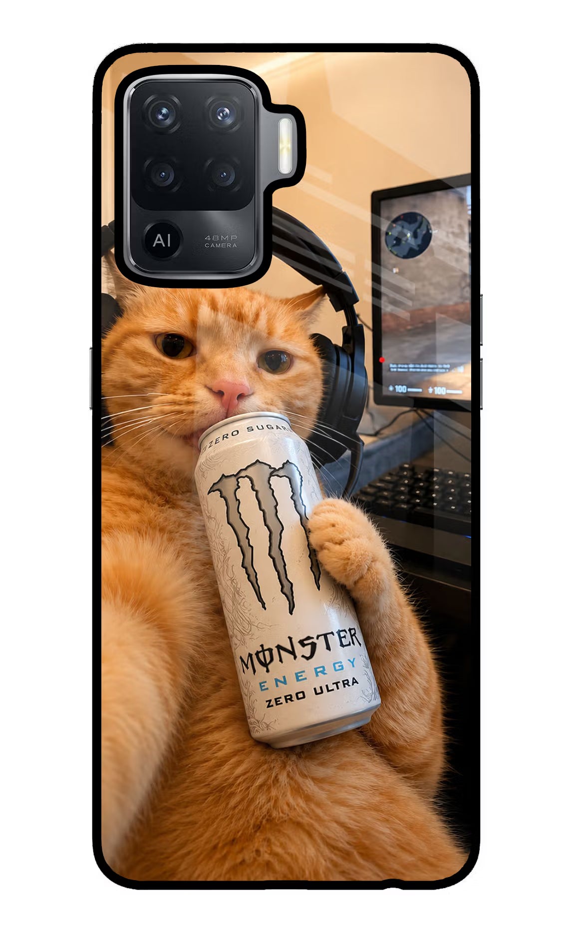 Gamer Cat Energy Oppo F19 Pro Glass Case