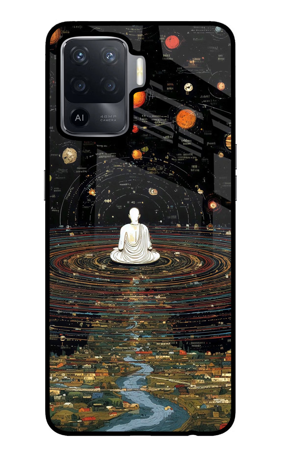 Space Monk Oppo F19 Pro Back Cover, Glass case
