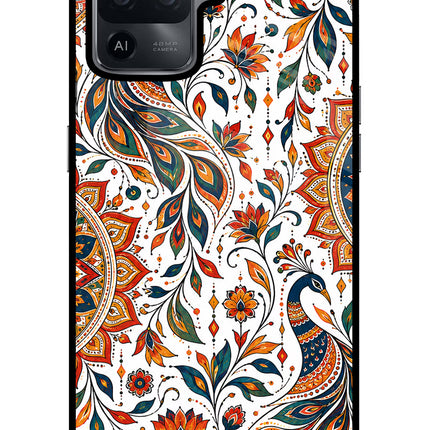 White Mayura Oppo F19 Pro Glass Case
