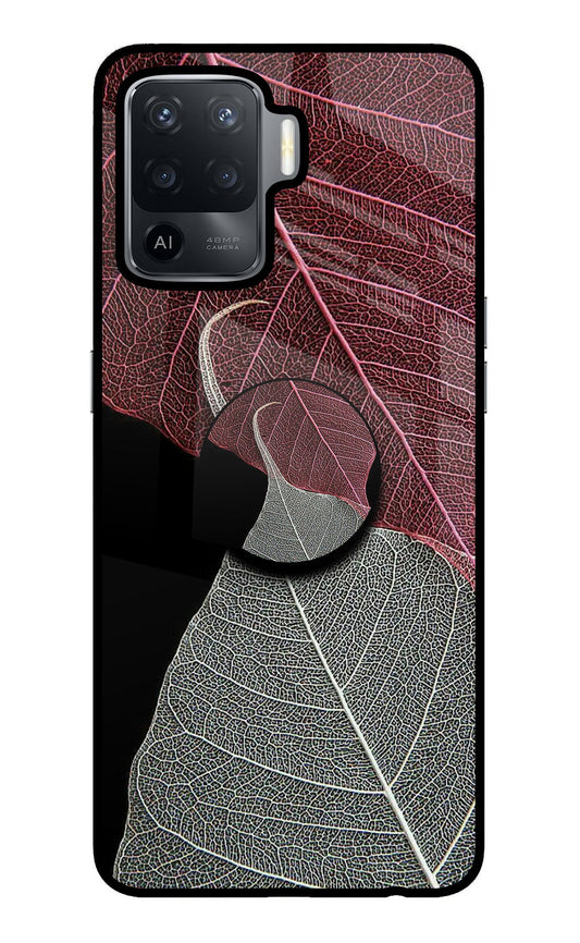 Leaf Pattern Oppo F19 Pro Glass Case