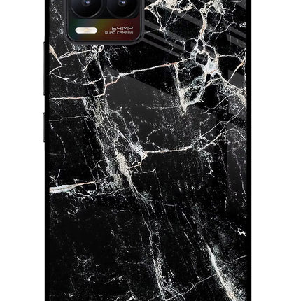 Black Marble Texture Realme 8/8 Pro (not 5G) Glass Case Back Cover by Casekaro