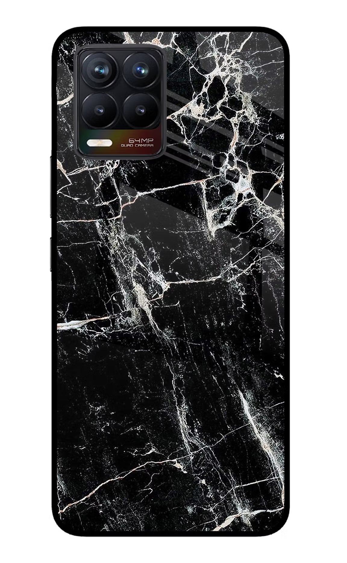 Black Marble Texture Realme 8/8 Pro (not 5G) Glass Case Back Cover by Casekaro