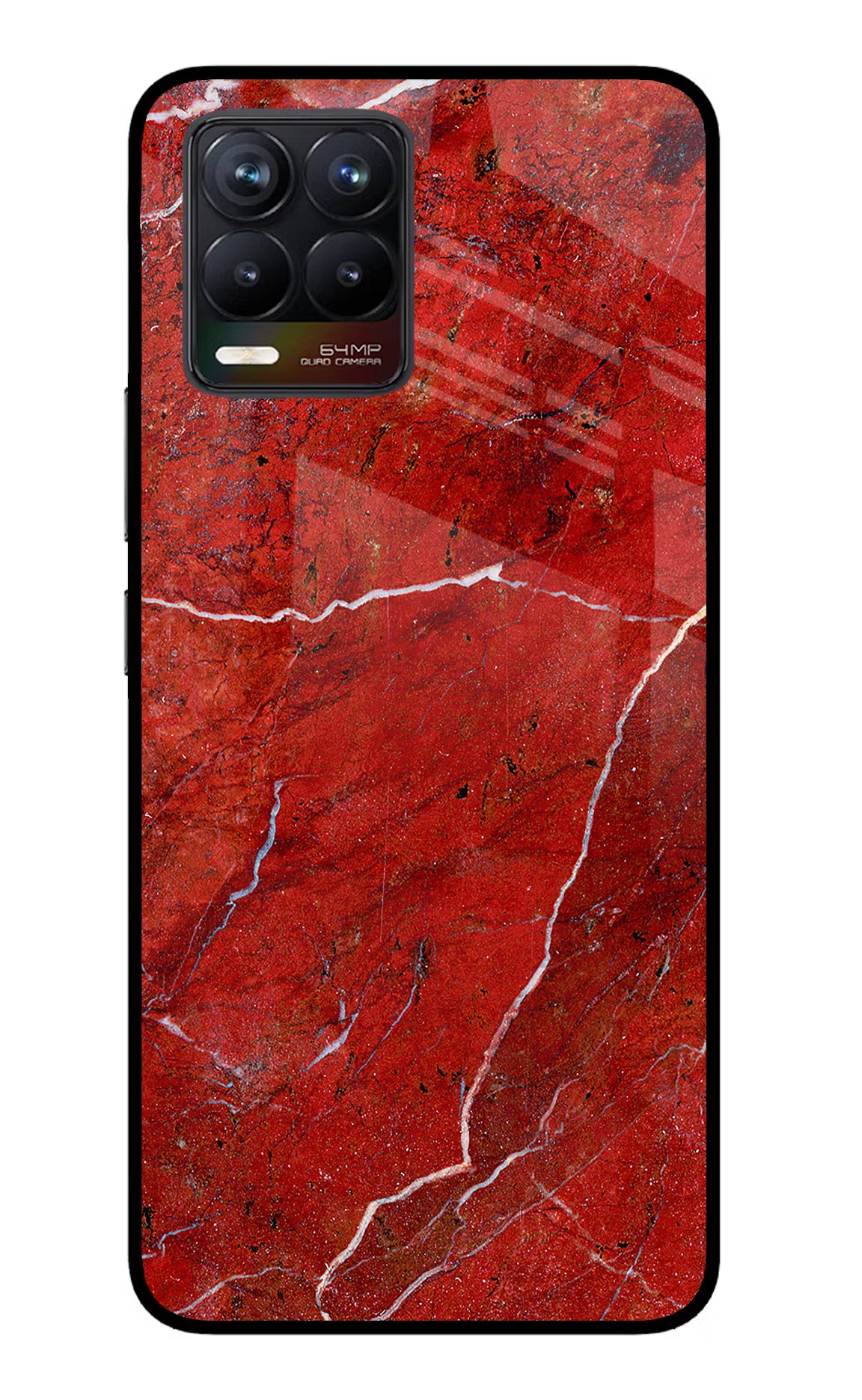 Red Marble Design Realme 8/8 Pro (not 5G) Glass Case Back Cover by Casekaro