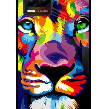 Lion Realme 8/8 Pro (not 5G) Glass Case Back Cover by Casekaro