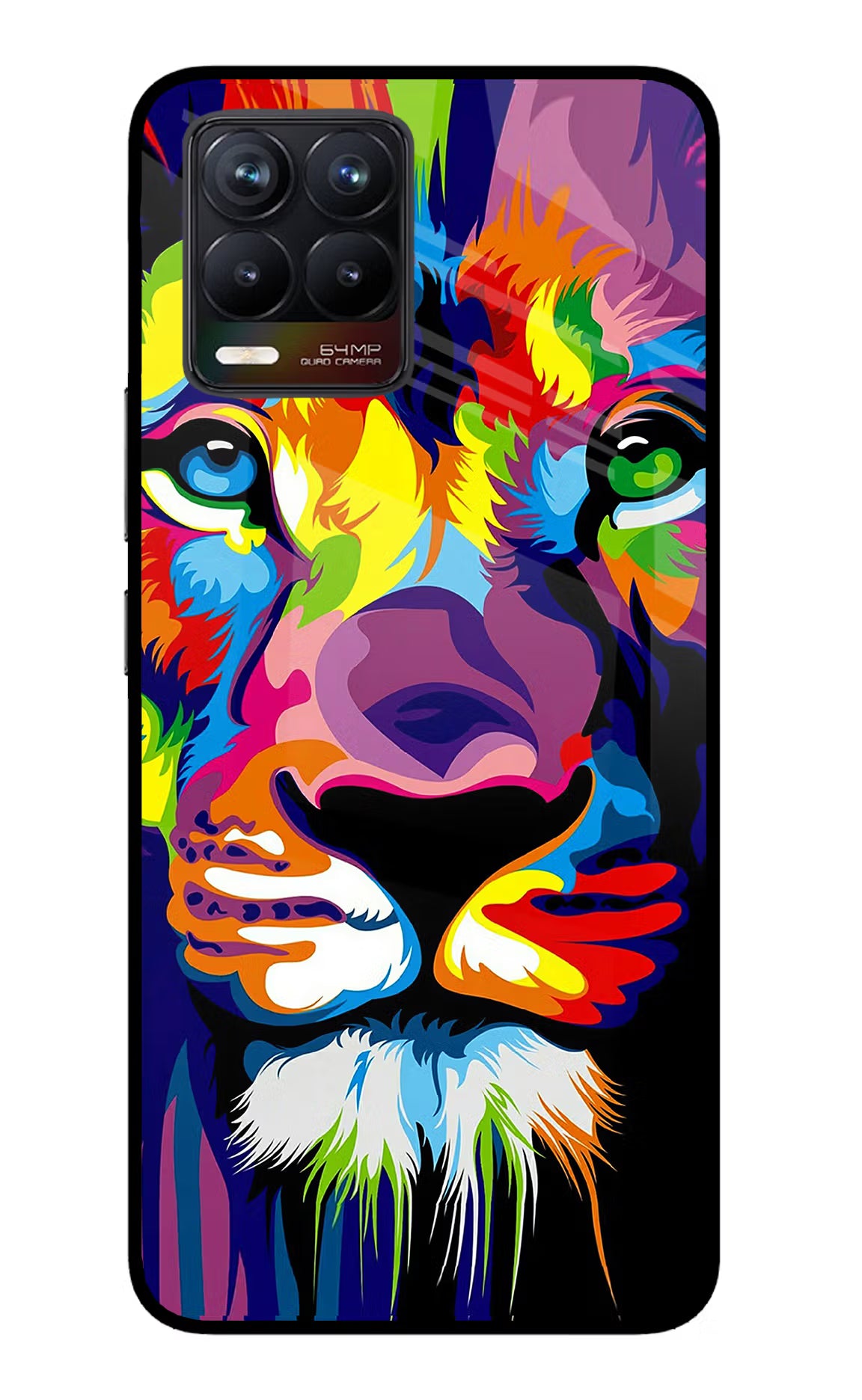 Lion Realme 8/8 Pro (not 5G) Glass Case Back Cover by Casekaro