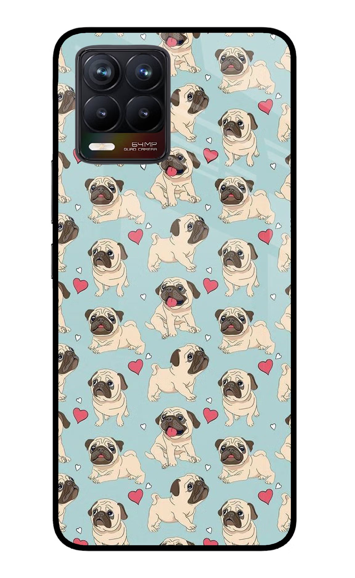 Pug Dog Realme 8/8 Pro (not 5G) Glass Case Back Cover by Casekaro