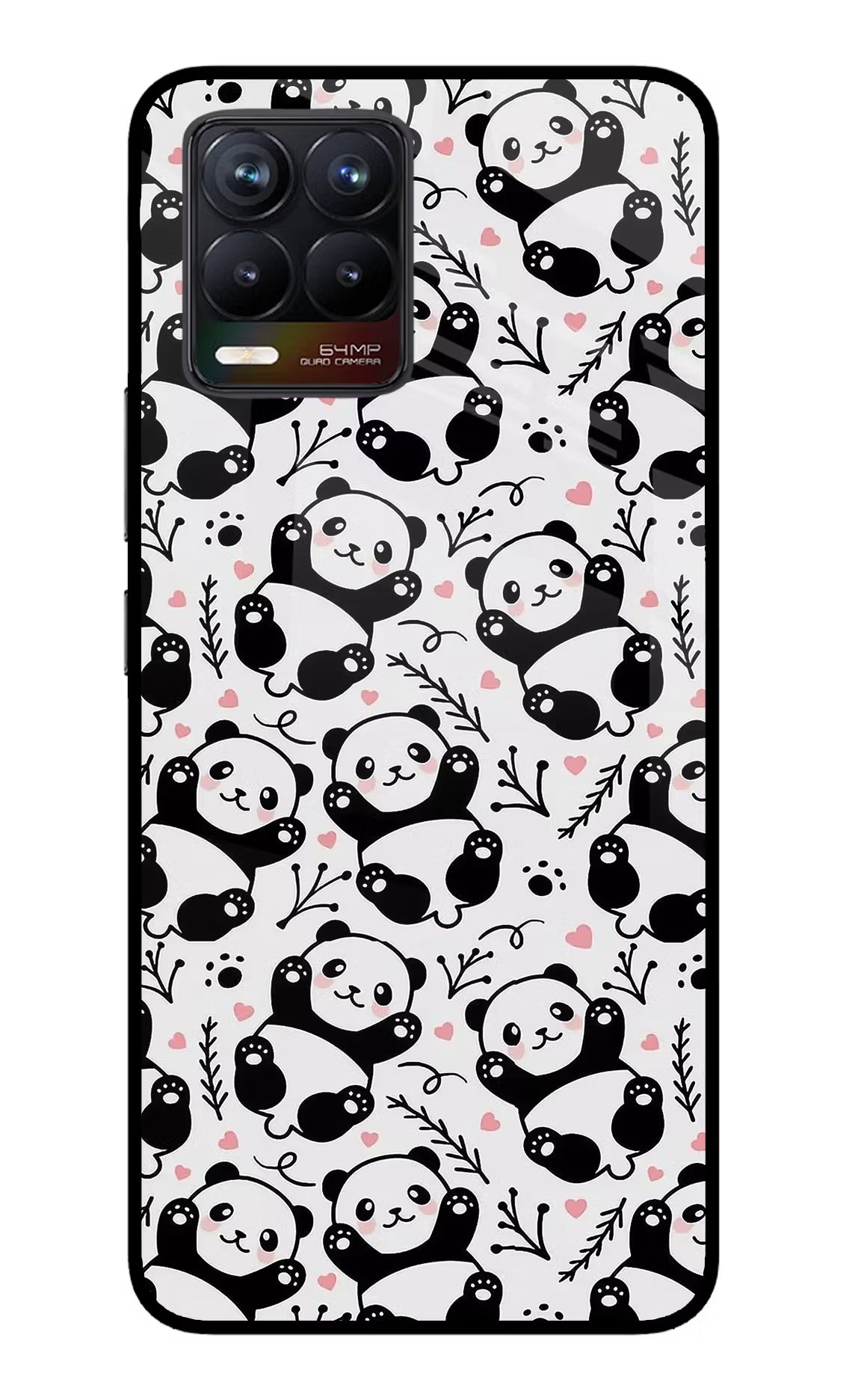 Cute Panda Realme 8/8 Pro (not 5G) Glass Case Back Cover by Casekaro