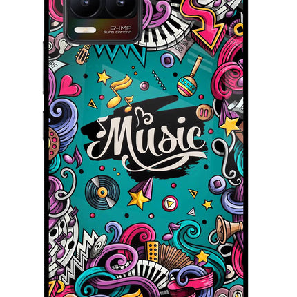 Music Graffiti Realme 8/8 Pro (not 5G) Glass Case Back Cover by Casekaro
