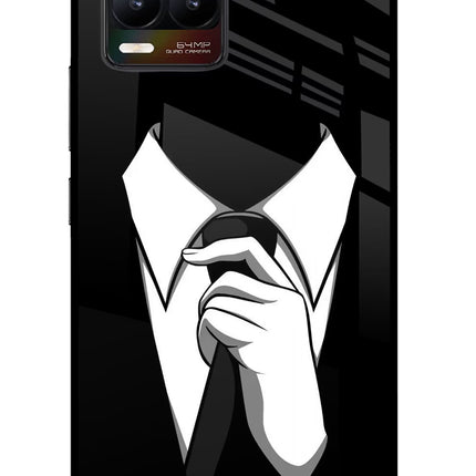 Black Tie Realme 8/8 Pro (not 5G) Glass Case Back Cover by Casekaro