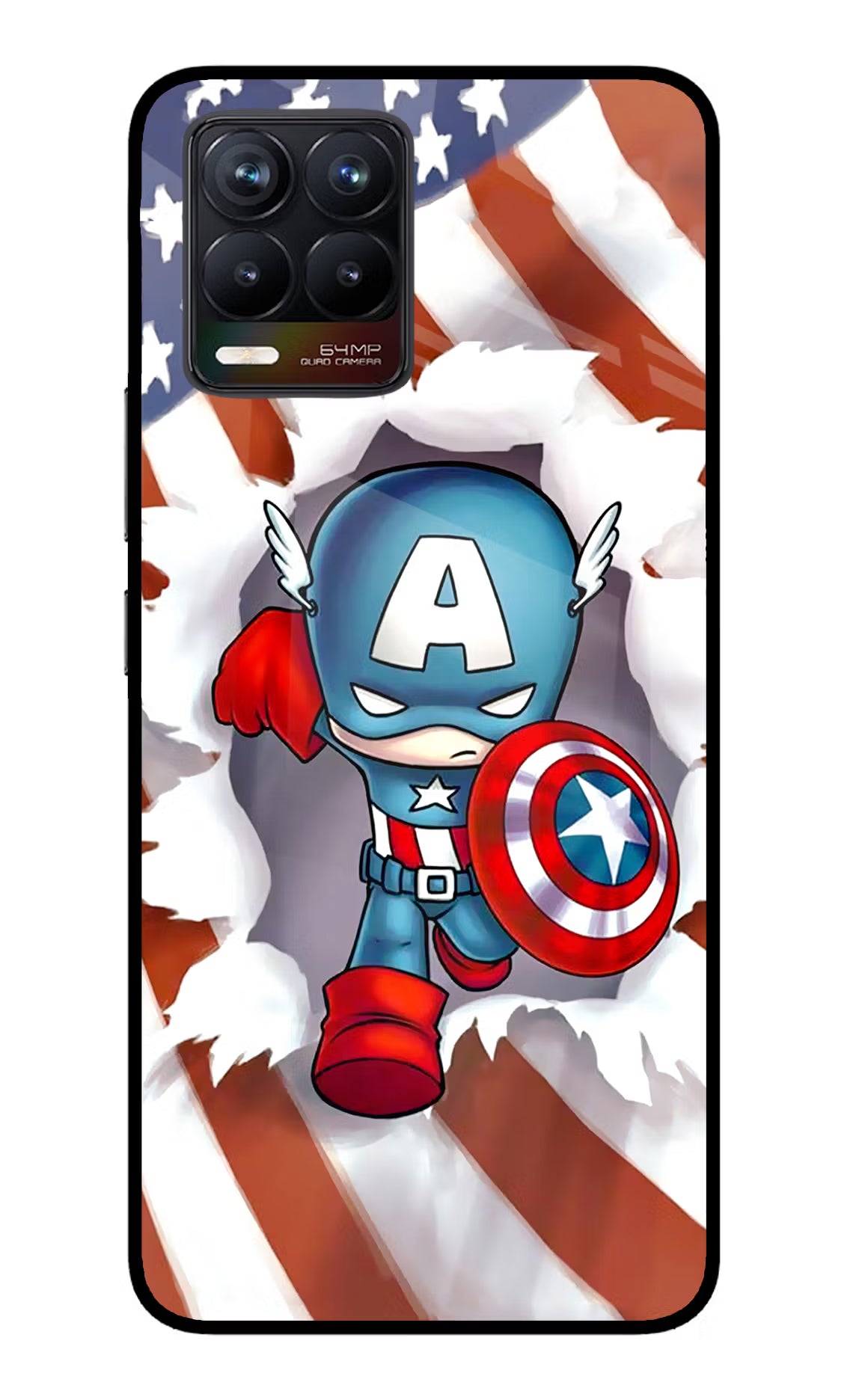 Captain America Realme 8/8 Pro (not 5G) Glass Case Back Cover by Casekaro