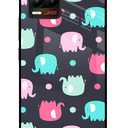Elephants Realme 8/8 Pro (not 5G) Glass Case Back Cover by Casekaro