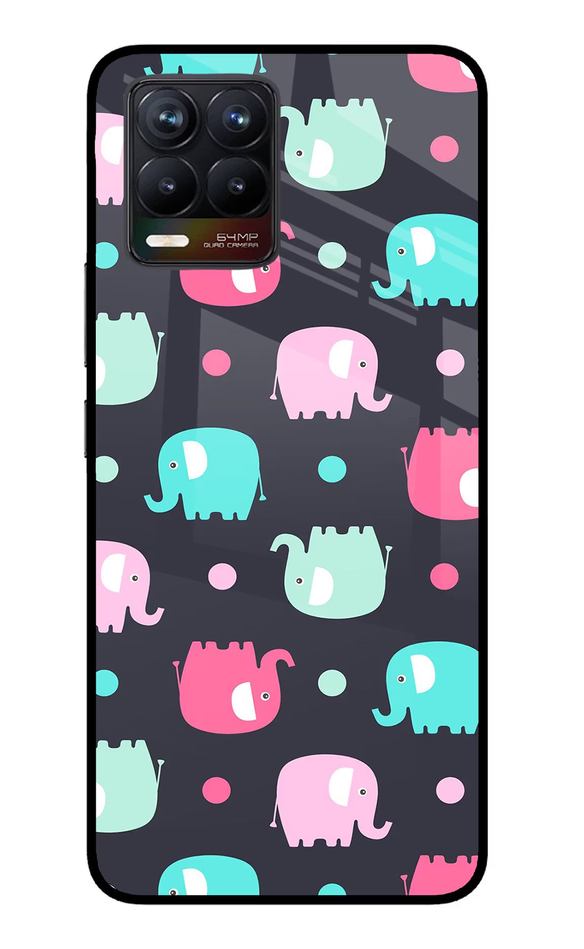 Elephants Realme 8/8 Pro (not 5G) Glass Case Back Cover by Casekaro