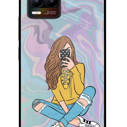 Selfie Girl Realme 8/8 Pro (not 5G) Glass Case Back Cover by Casekaro