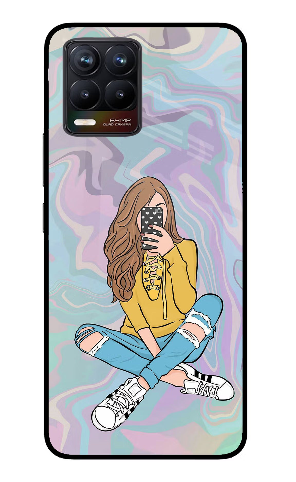 Selfie Girl Realme 8/8 Pro (not 5G) Glass Case Back Cover by Casekaro