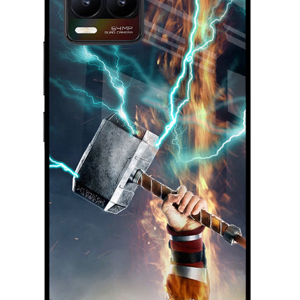 Thor Hammer Mjolnir Realme 8/8 Pro (not 5G) Glass Case Back Cover by Casekaro