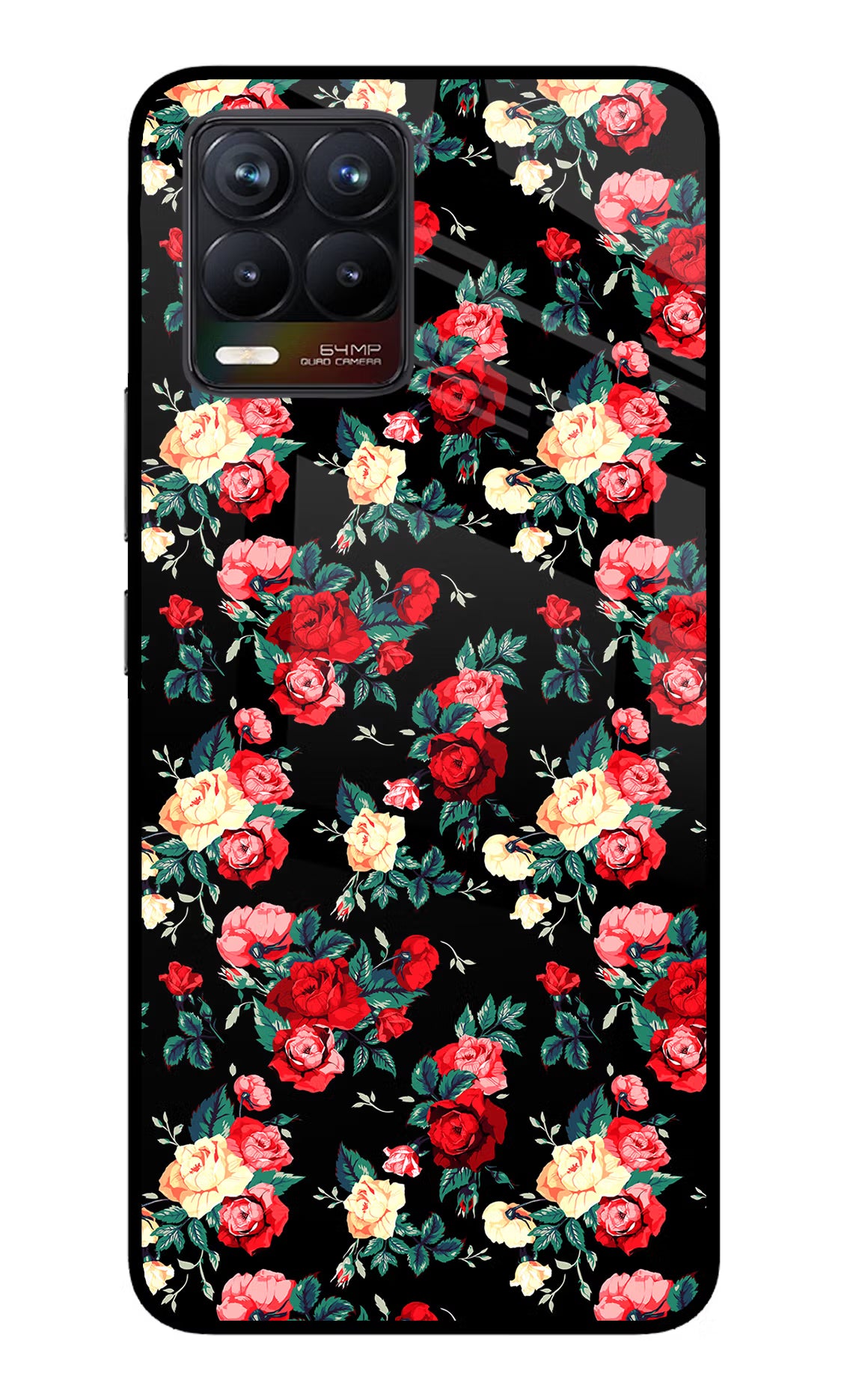 Rose Pattern Realme 8/8 Pro (not 5G) Glass Case Back Cover by Casekaro