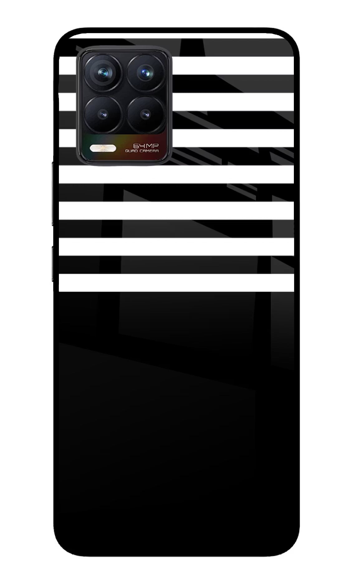 Black and White Print Realme 8/8 Pro (not 5G) Glass Case Back Cover by Casekaro