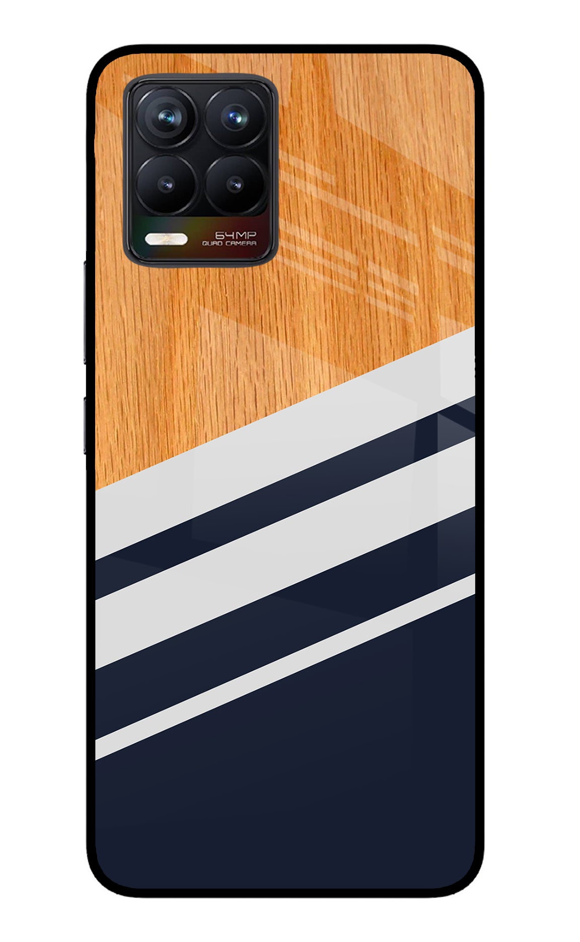 Blue and white wooden Realme 8/8 Pro (not 5G) Glass Case