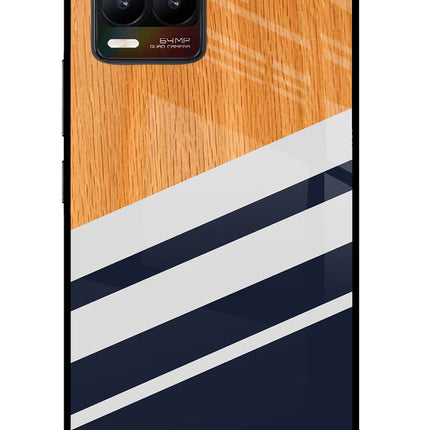 Blue and white wooden Realme 8/8 Pro (not 5G) Glass Case