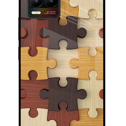 Wooden Puzzle Realme 8/8 Pro (not 5G) Glass Case Back Cover by Casekaro