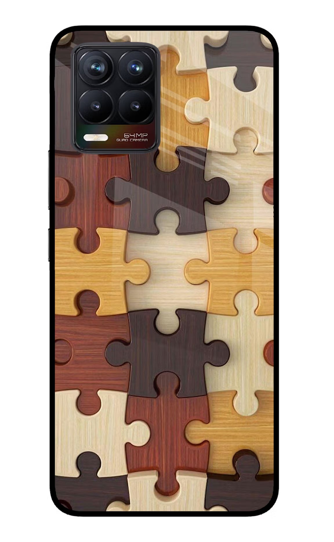 Wooden Puzzle Realme 8/8 Pro (not 5G) Glass Case Back Cover by Casekaro