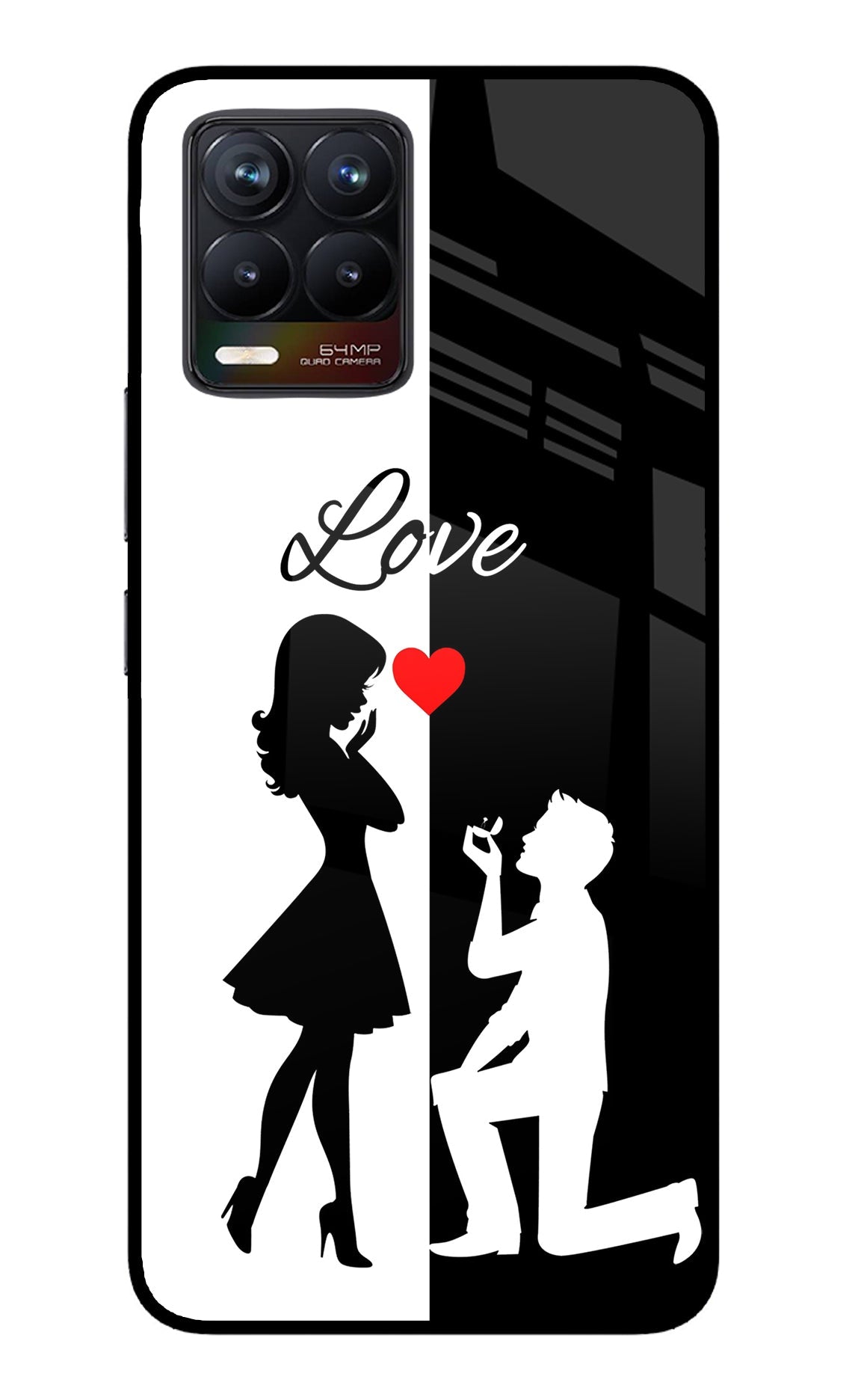 Love Propose Black And White Realme 8/8 Pro (not 5G) Glass Case