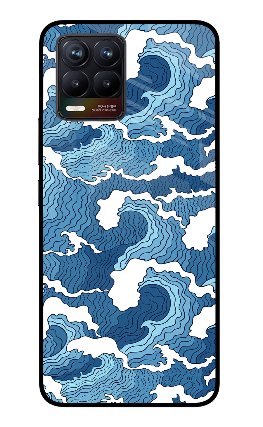 Blue Waves Realme 8/8 Pro (not 5G) Back Cover, Glass case