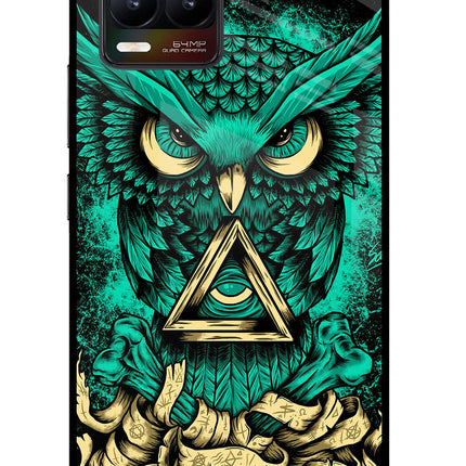 Green Owl Realme 8/8 Pro (not 5G) Glass Case Back Cover by Casekaro
