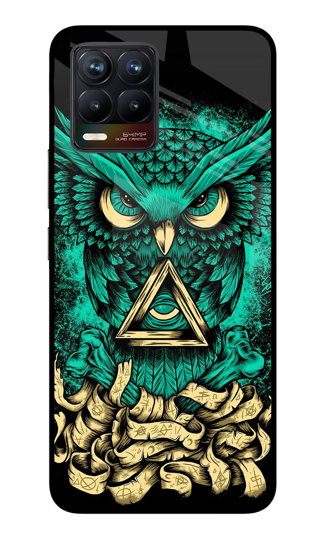 Green Owl Realme 8/8 Pro (not 5G) Glass Case Back Cover by Casekaro