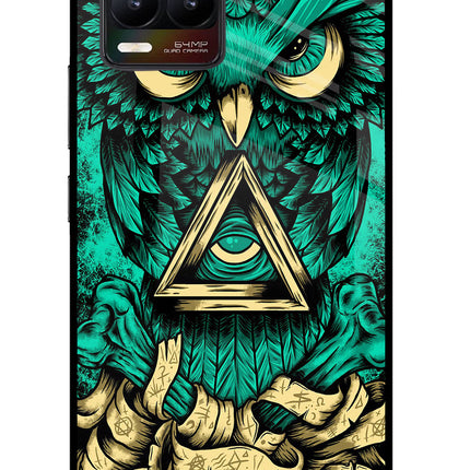 Green Owl Realme 8/8 Pro (not 5G) Glass Case Back Cover by Casekaro