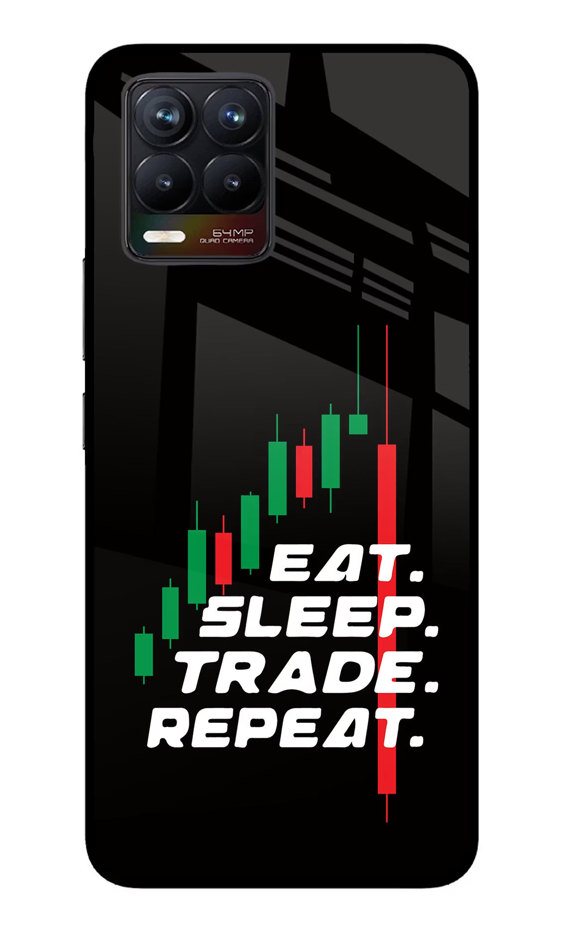 Eat Sleep Trade Repeat Realme 8/8 Pro (not 5G) Glass Case Back Cover by Casekaro