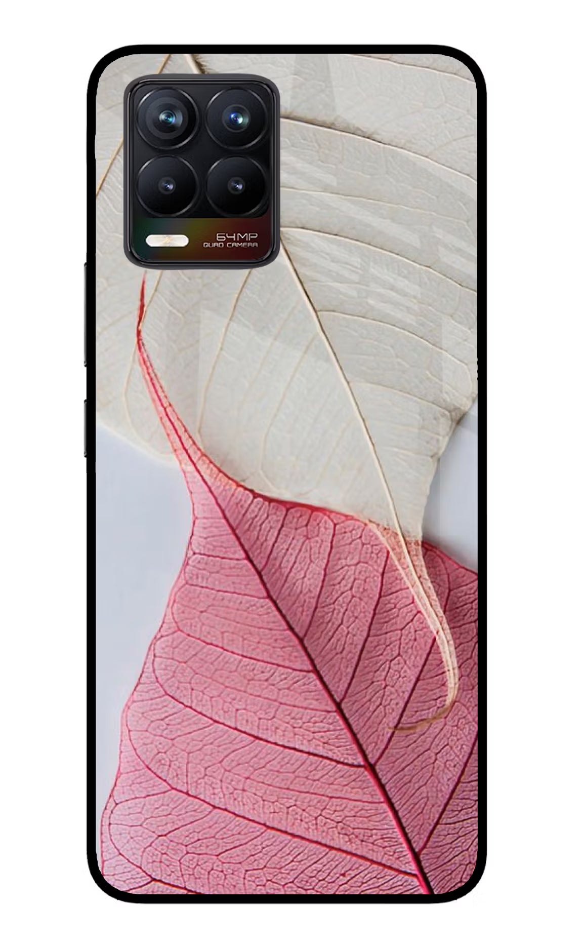 White Pink Leaf Realme 8/8 Pro (not 5G) Glass Case Back Cover by Casekaro