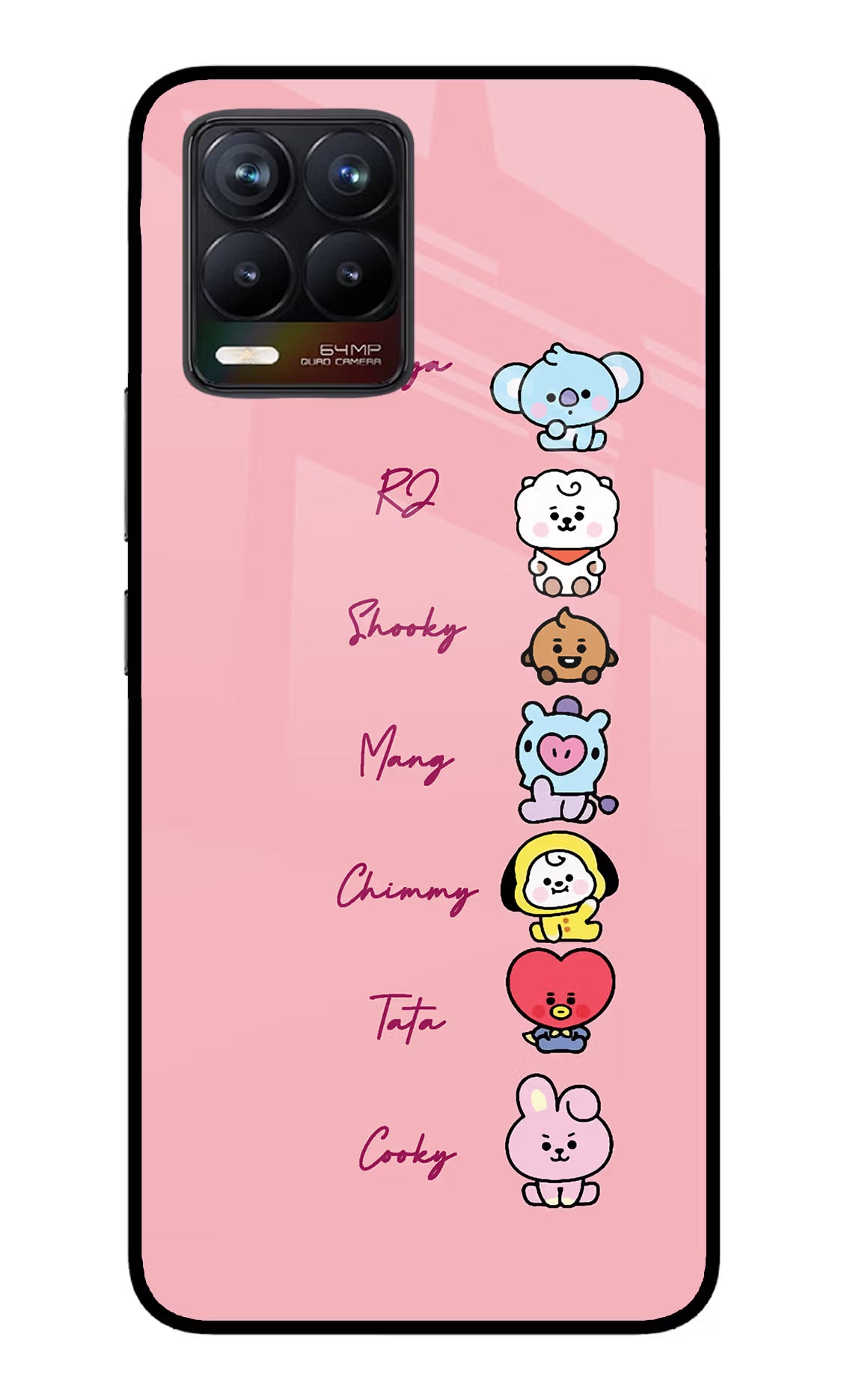 BTS names Realme 8/8 Pro (not 5G) Glass Case Back Cover by Casekaro