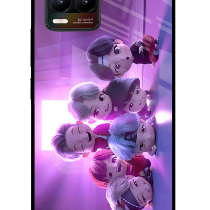 BTS Chibi Realme 8/8 Pro (not 5G) Glass Case Back Cover by Casekaro