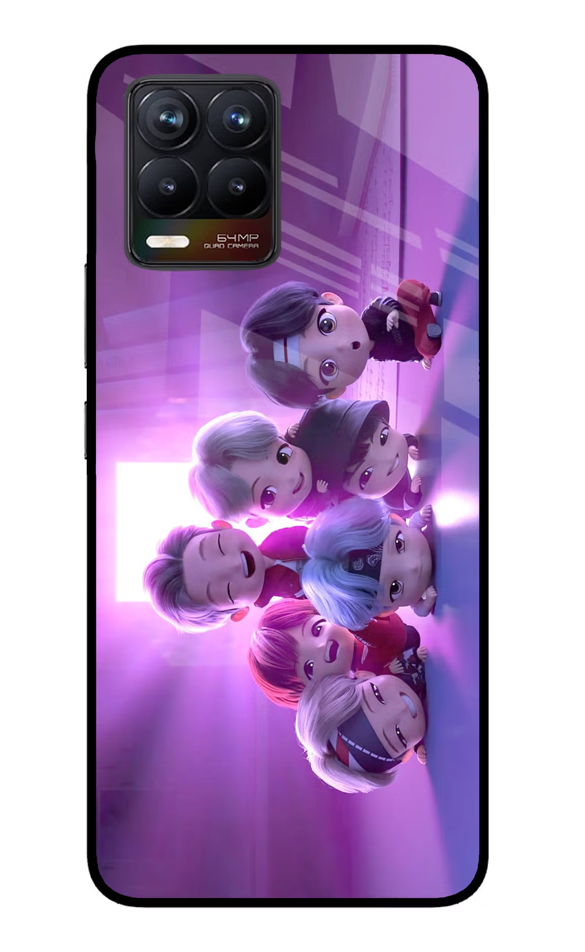 BTS Chibi Realme 8/8 Pro (not 5G) Glass Case Back Cover by Casekaro