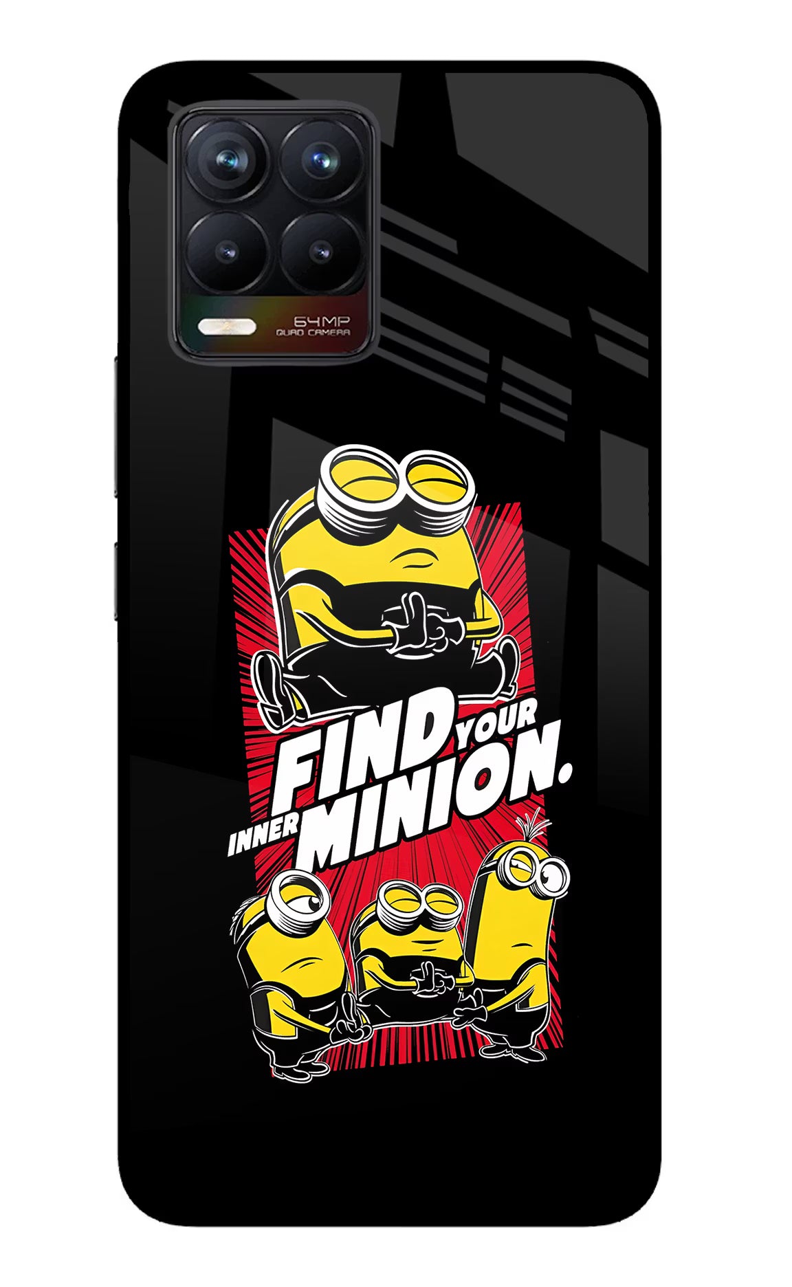 Find your inner Minion Realme 8/8 Pro (not 5G) Glass Case Back Cover by Casekaro