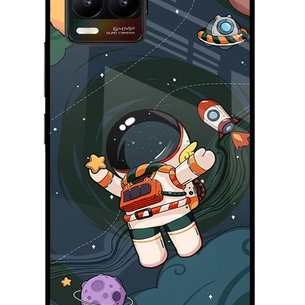Cartoon Astronaut Realme 8/8 Pro (not 5G) Glass Case Back Cover by Casekaro
